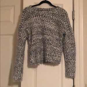 Grey/white fuzzy sweater